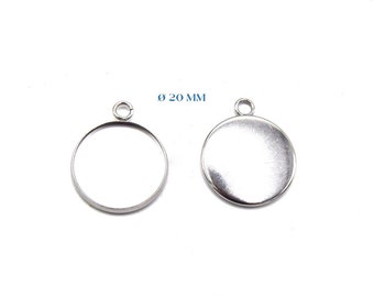 x 10 supports cabochons Ø20mm Pendentif plat rond acier inoxydable 304