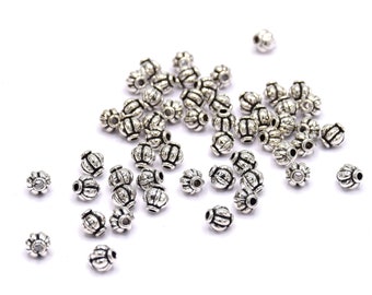 Perles lanterne en métal argenté 6mm, par lot de 20/40 unités