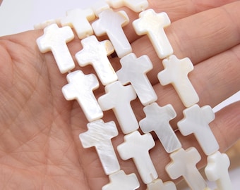 Natural shell cross beads set of 5/10 units -