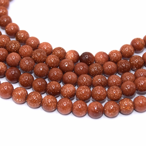 Perles rondes 6mm  goldstone marron  - Lot de 20/50  unités