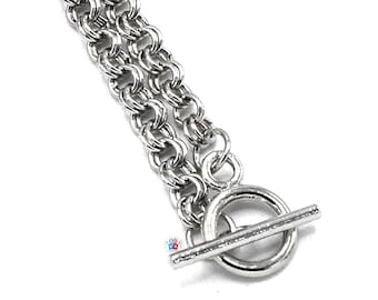 Bracelet chaîne maille forçat argent platine 22cm  C02