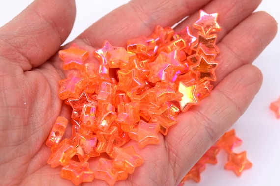 Lot De 100 Perles étoiles Irisées Transparentes En Acrylique - Neuf, Pour Création Bijoux
