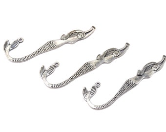 x5 Metal bookmarks Antique silver mermaid shape 8cm