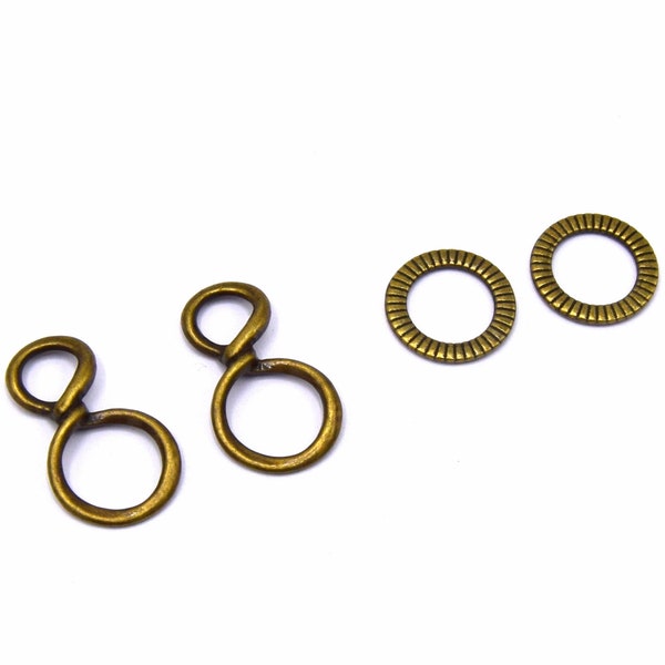 connecteurs formes huit et cercle couleur bronze - Lot de 10 unites