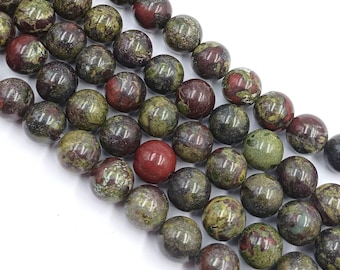 Cuentas redondas de jaspe sangre de 4 mm, 6 mm, 8 mm y 10 mm - Lote de 20/40 unidades