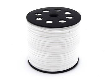 Cordon suédine 3mm blanc  Par lots de 2/5/10 mètres