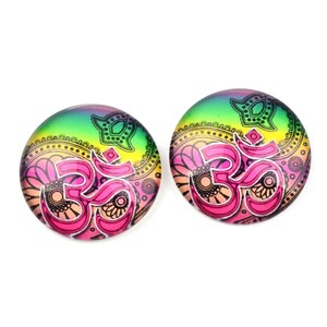 Immagine cabochon in vetro OM semitondo Ø25mm - Set di 2 unità