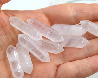 Dubbele punt in natuurlijk bergkristal, circa 3 cm, voor het maken van sieraden en creatieve activiteiten.