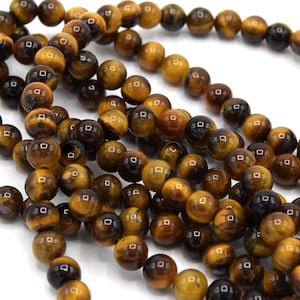 Tiger's eye gem beads 8mm round Grade AB - Lot of 20, 50 units