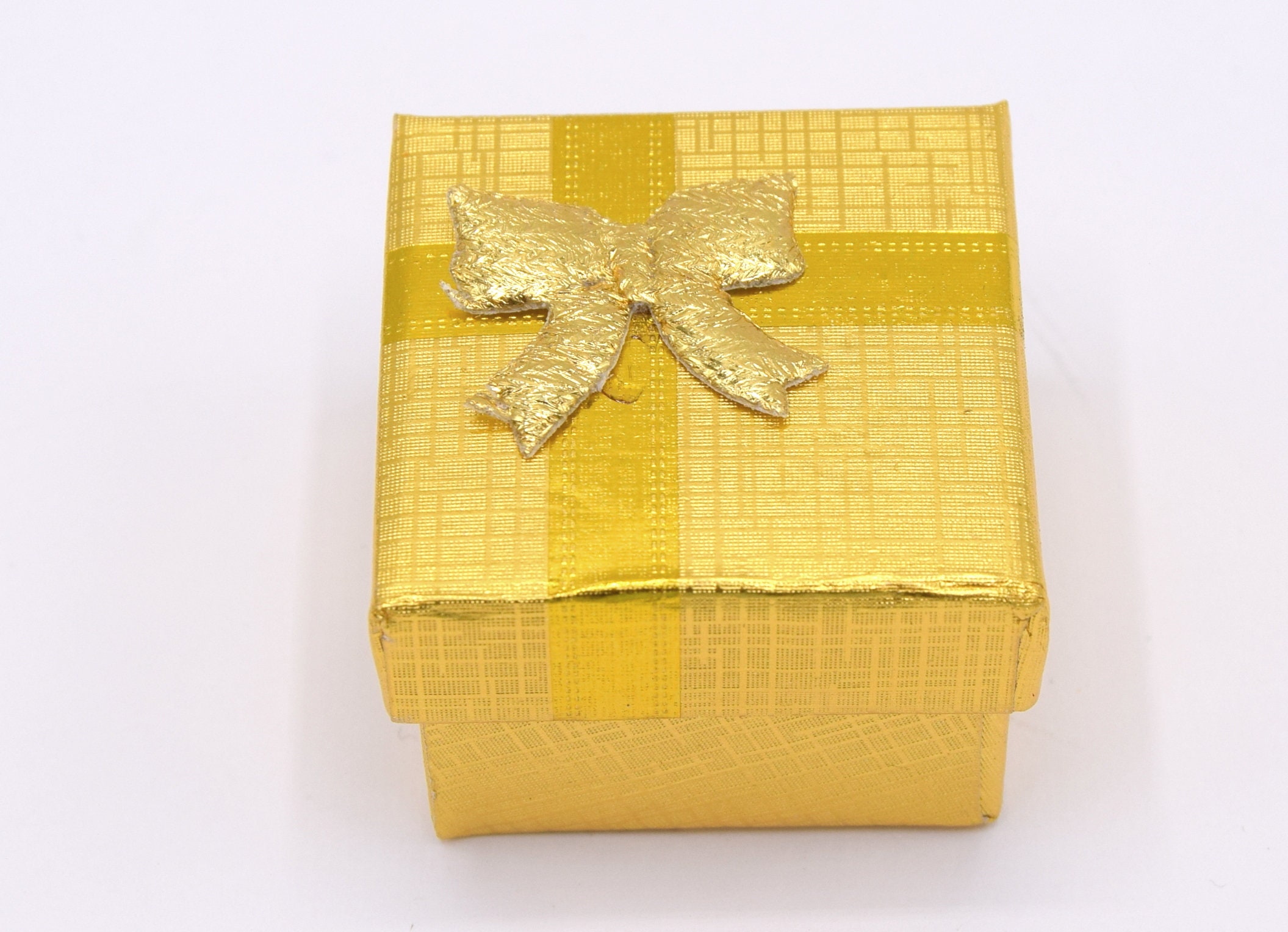 Caja de regalo con cinta 40x30x12 cm blanca/oro - 10 unidades - RETIF
