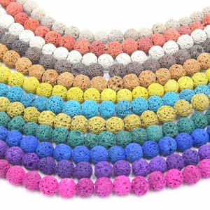 40 Perles de lave Ø8mm naturelle rondes couleurs voir options