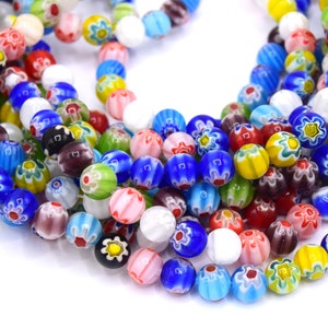 Lot de perle de verre millefiori rond couleur mixte 8mm/6mm/4mm Lot de 20/50 unités image 5