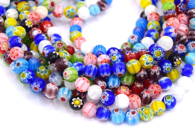 Lot of round millefiori glass bead mixed color 8mm/6mm/4mm Lot of 20/50 units image 5