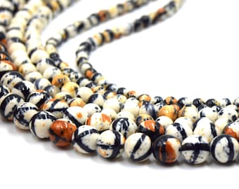 40 round dyed jade beads stained beige and brown 4/6/8mm