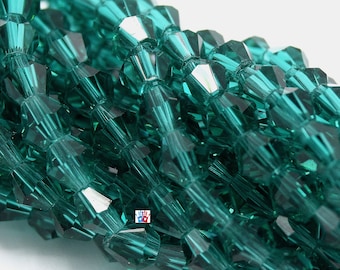 Faceted glass beads green spinning top 4mm - 1 stand ~115~118 beads