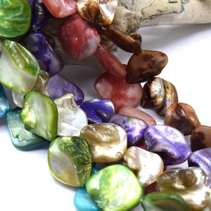 Freshwater shell pearls mother of pearl mixed colors image 3