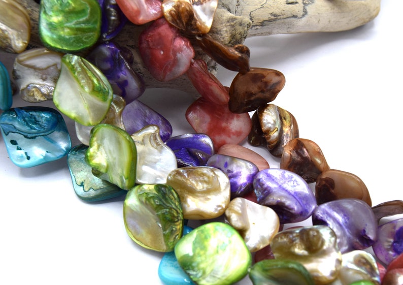 Freshwater shell pearls mother of pearl mixed colors image 3