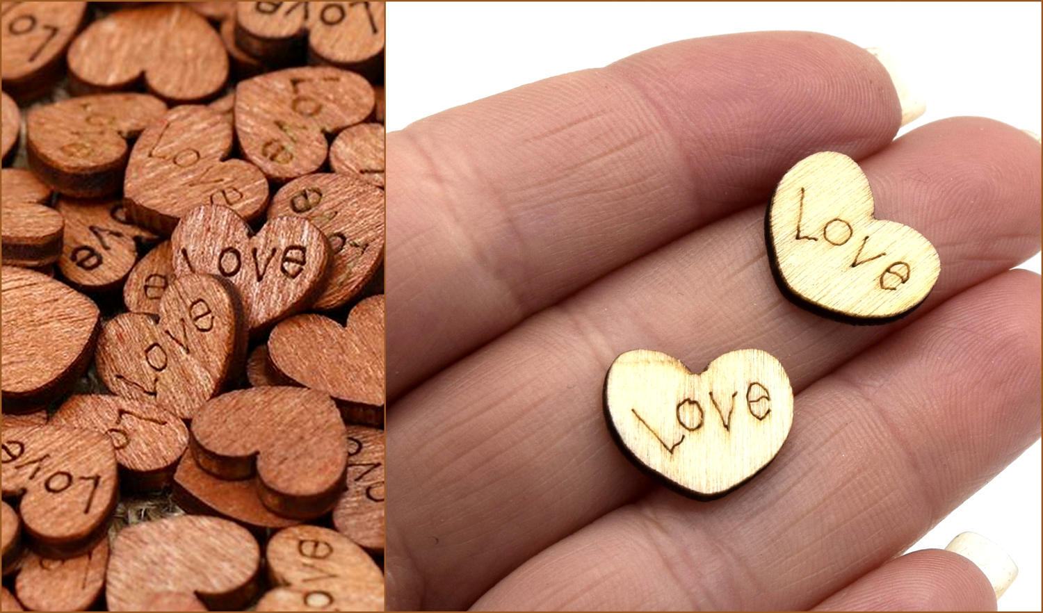 Small Wooden Hearts LOVE Inscription for Decoration Jewelry Scrapbooking  Lot of 40/80 Hearts -  Finland