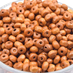 100 Light Brown Round Wooden Beads Ø6mm - DIY Jewelry Supplies - Natural Beads for Making Necklaces, Bracelets, Earrings