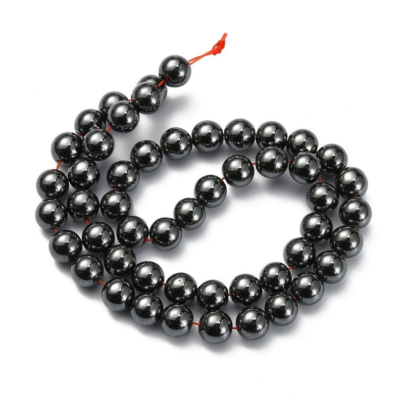 8mm/6mm black AA grade round non-magnetic hematite beads Lot of 20/40 units image 3
