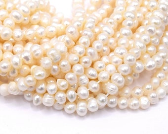 Perles d'eau douce pomme de terre  Grade A  ~5~6 mm perle de nacre coquillage -  Lot de 10/20 unités