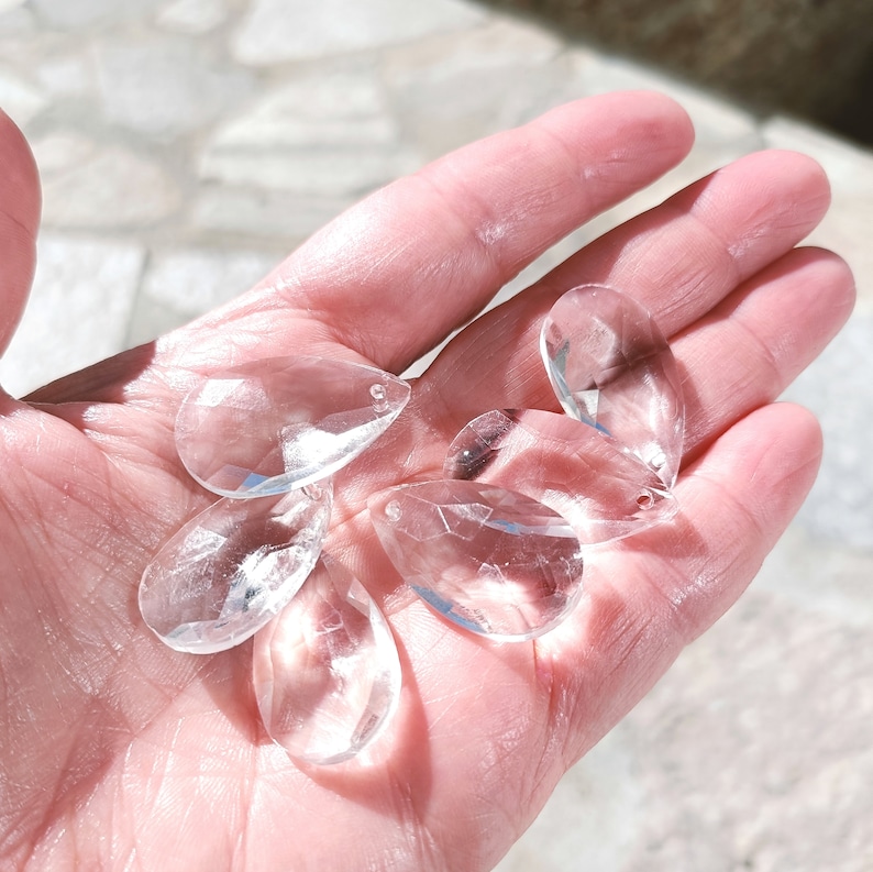 5 faceted glass drops 22mm or 28mm clear, prism Catches sun rays image 5