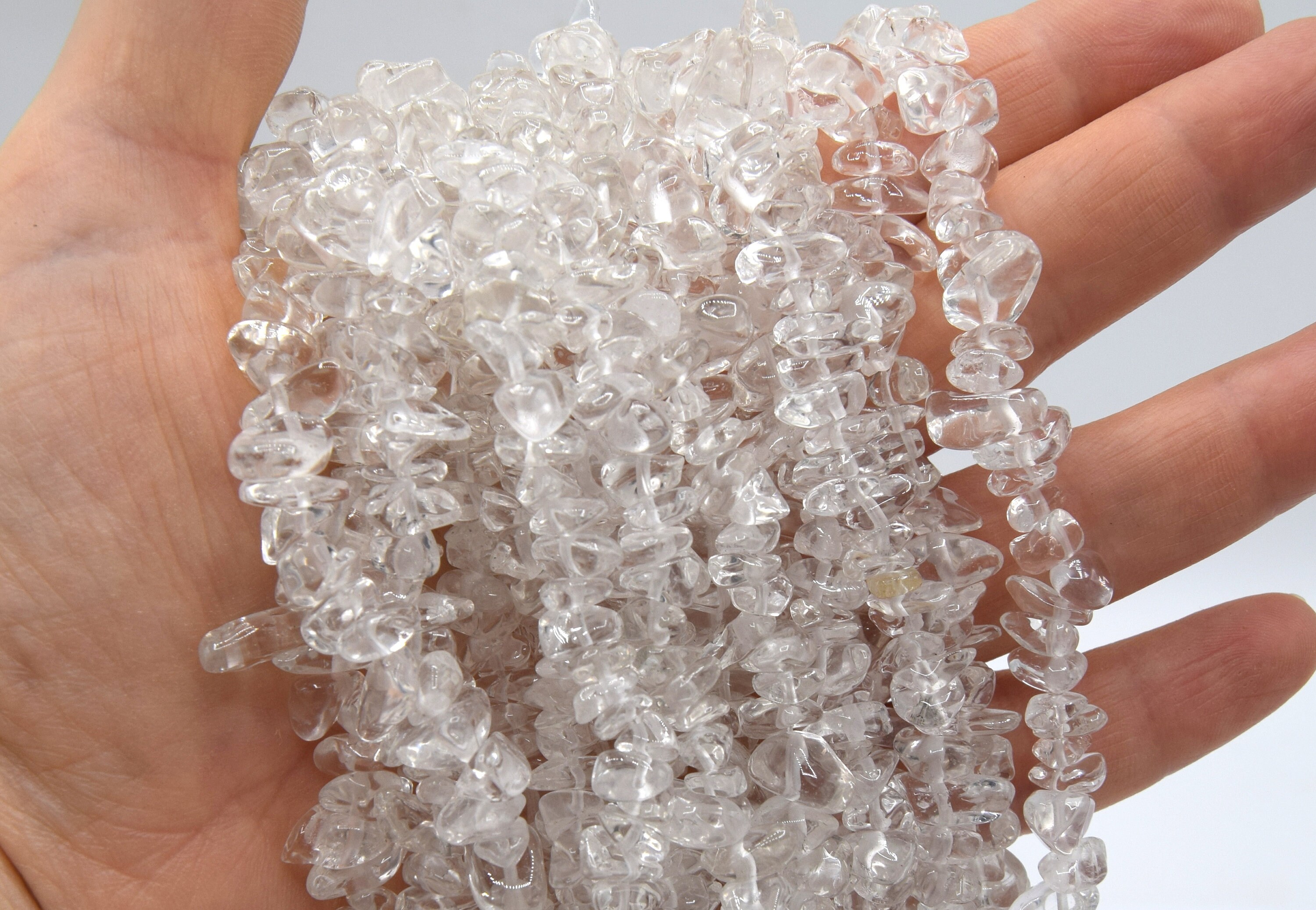 Lot De 50 Palets En Quartz Cristal - Perles Pierre Naturelle 6mm - Fil D'environ 32cm