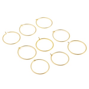 Orecchini creoli Ø25mm - Ø35mm Anelli in rame placcati oro 18k Set di 4 unità