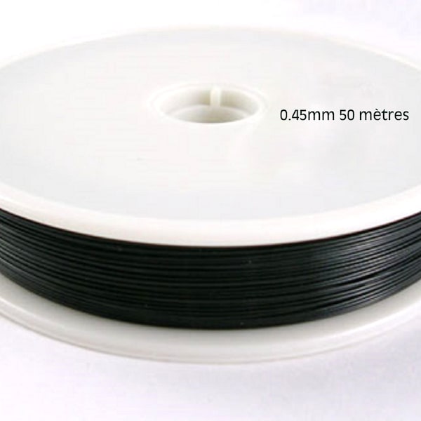 50 mètres de fil en acier inoxydable noir 0.45 mm