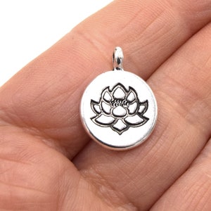 Lot de pendentifs fleur de lotus Yoga Charmes Pendentifs 20mm pour bracelet mala Lot de 10/20 unités B43 image 2