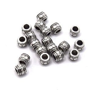 Column beads 7mm Tibetan Silver large hole - In lots of: 20/40 units