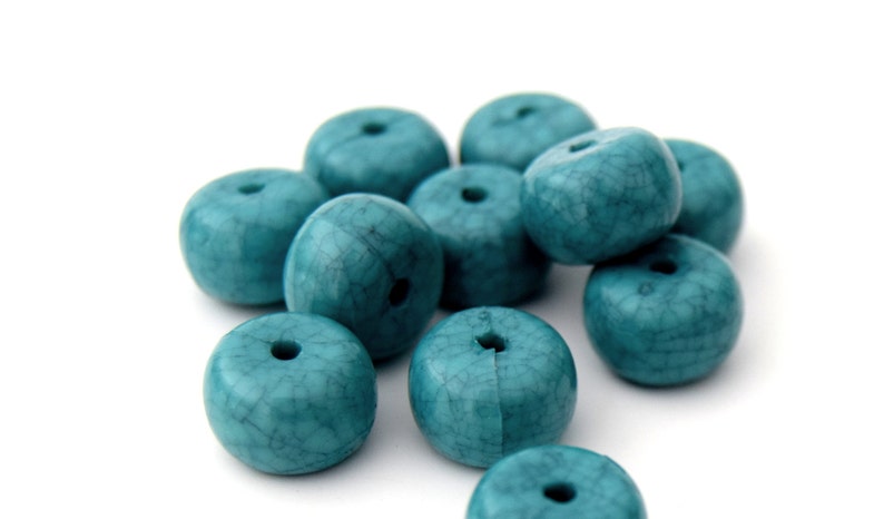 Flat round acrylic beads 14 mm turquoise color in batches of 50/100 units image 1