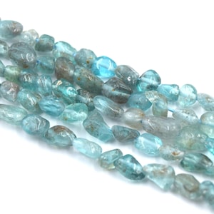 Natural apatite beads, translucent blue nuggets, lot of 20/40 units