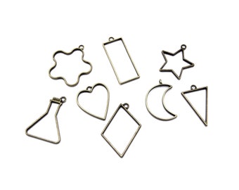 Rectangle,triangular,star,drop,heart,flowers hollow pendants,connector charms pendant,open frame,resin bezel