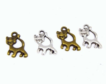 Lot de breloques chats argent/bronze - Lot de 10/20 unités - B37