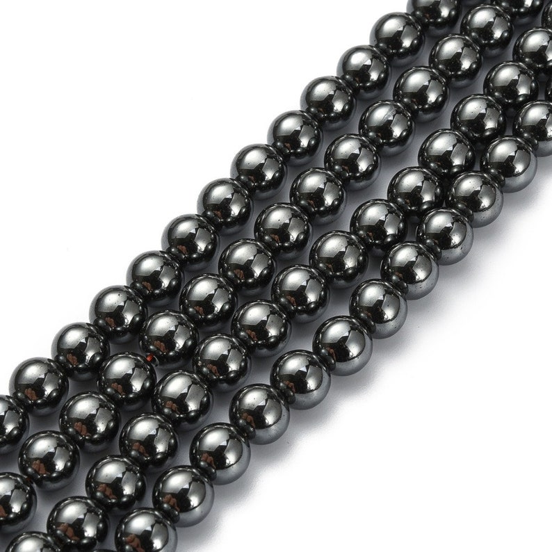 8mm/6mm black AA grade round non-magnetic hematite beads Lot of 20/40 units image 1