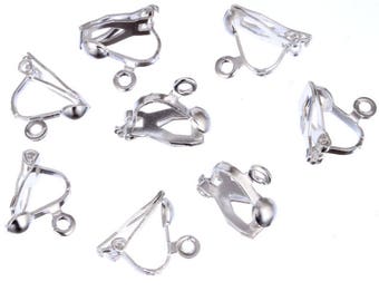 Ear clips brass silver platinum 13mm Set of 10/20/50 units