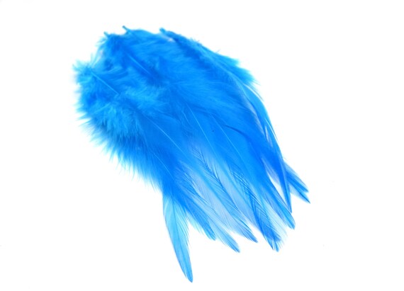 Natural Blue or Orange Rooster Feathers Grade A - Lot of 20/50