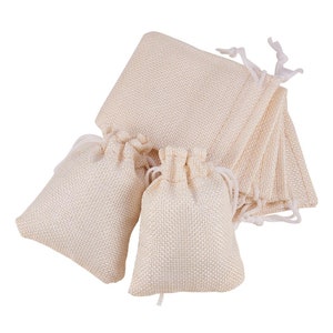 Pochettes d'emballage en toile de jute sacs à cordon, sachet lavande - 9 x 7 cm - 5 unités