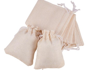 Pochettes d'emballage en toile de jute sacs à cordon, sachet lavande - 9 x 7 cm - 5 unités