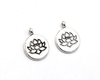 Lot of lotus flower pendants Yoga Charms Pendants 20mm for mala bracelet- Lot of 10/20 units - B43