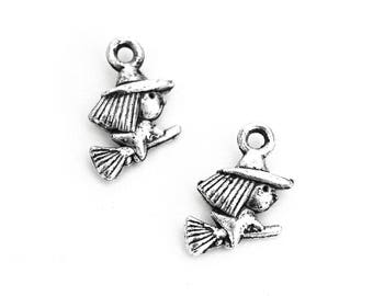 Aged silver witch charms 13 x 10 mm b55 lot of 10/20/40 units