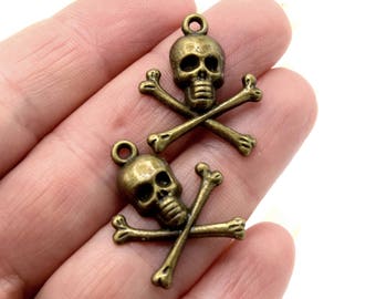 Bronze skull charms B59 batch of 5/10/20 units