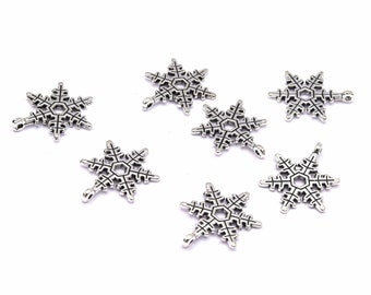 Silver metal snowflakes charm 21mm - Lot of 20 units