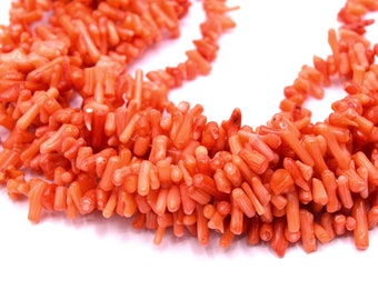 Perles corail bambou synthétique orange -  Lot de 50 unités