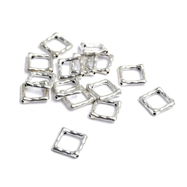 20 perles cadre carré 12x12mm  argent brillant-PM31