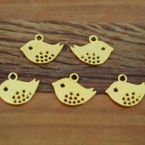 X50 Silver/golden/bronze/mixed bird charms 16mm x 13mm In batches of image 4