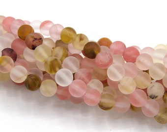 Round frosted tigerskin beads, glass beads Ø 6mm/8mm lot of 20/40 units