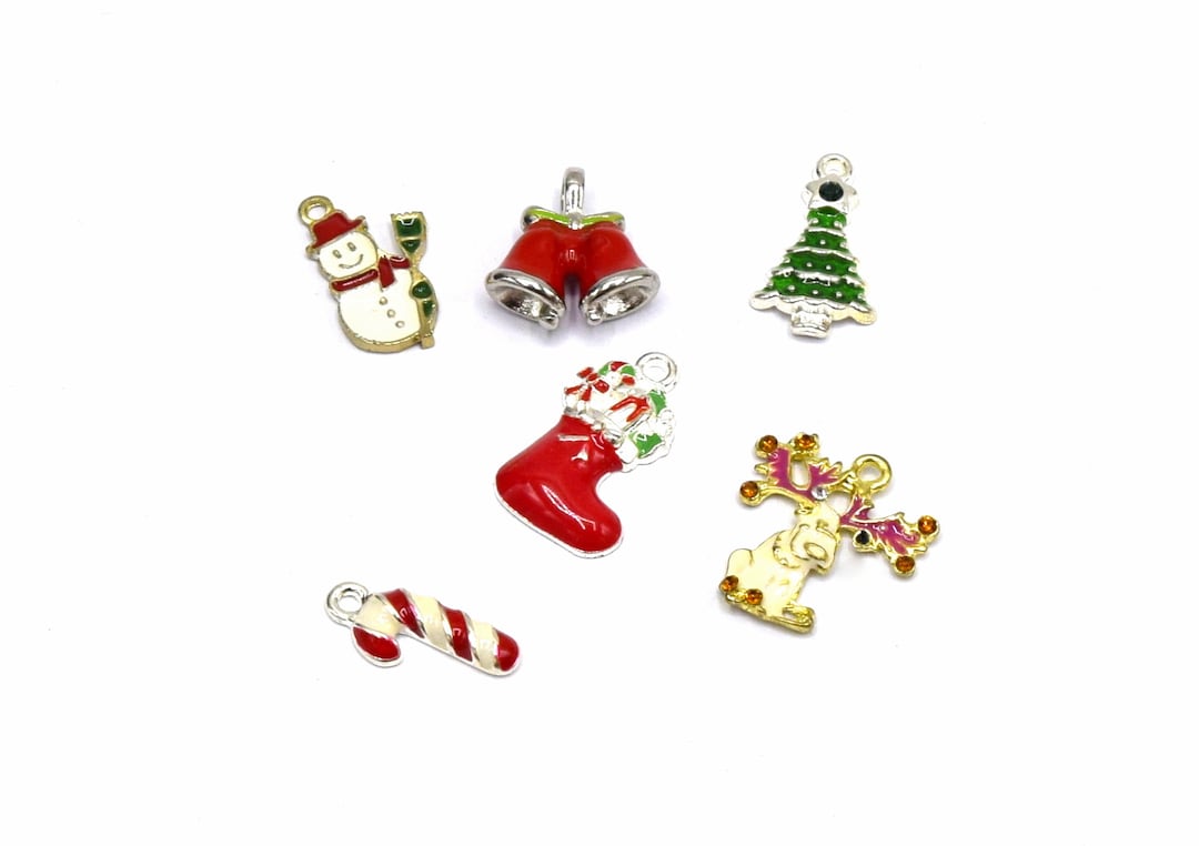 10 breloques Joyeux Noël rondes 2cm acier inoxydable