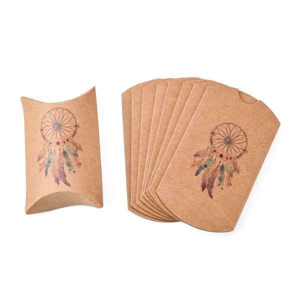 x5 pochettes cadeaux attrape-rêves, emballage cadeau, boite carton pour bijoux et petits objets